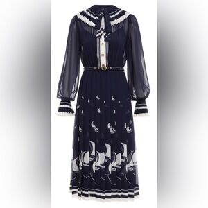 Zimmermann Navy Blue Sailboat Print Dress